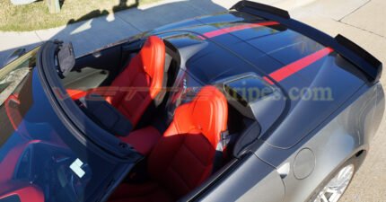 Shark gray C7 Corvette Z06 convertible with GT1 center stripes