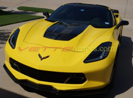 Yellow C7 Corvette Z06 Stinger stripe with carbon fiber C7.R jake skull