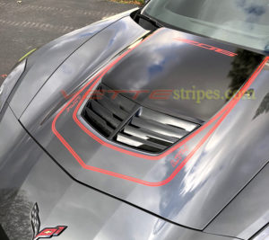 Shark Grey C7 Z06 with red LT4 stripes and optional stinger stripe
