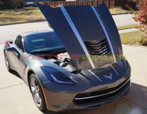 Shark gray C7 stingray will blade silver hood stripe 2 and optional Stingray cutout