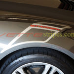 Shark Gray C7 Stingray carbon 65 fender hash marks in blade silver with red Stingray script