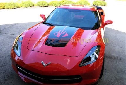 Torch red C7 Stingray with stingray logo stinger stripe in 3M 1080 gloss carbon flash