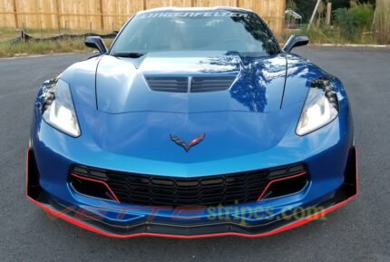 Laguna blue C7 corvette Z06 with red pinstripes