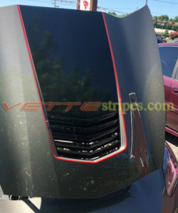 Shark gray C7 Corvette Stingray with red GT2 stinger pinstripe