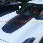 White C7 Corvette Z06 with satin black stinger 3 and red pinstripes