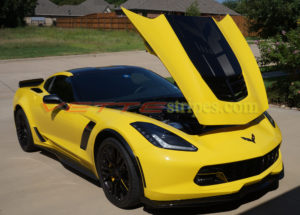 C7 Corvette Z06 with C7.R carbon fiber jake skull stinger hood stripe decal