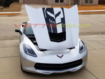 Silver C7 Corvette Stingray with C7R jake 3M carbon flash stinger stripe