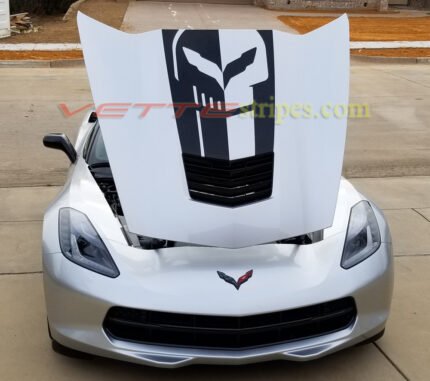 Silver C7 Corvette Stingray with C7R jake 3M carbon flash stinger stripe