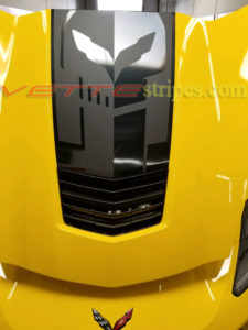 Yellow C7 Stingray with matte black C7R 2 jake skull in matte black