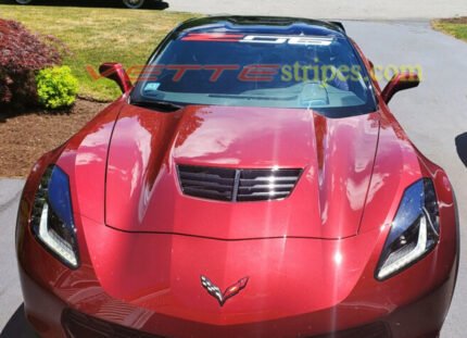 C7 Corvette Z06 windshield letter decal in red and silver