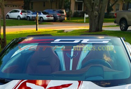 C7 Z06 corvette windshield letter decal graphic in spide red and white