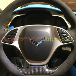 C7 steering wheel emblem overlay in tention blue