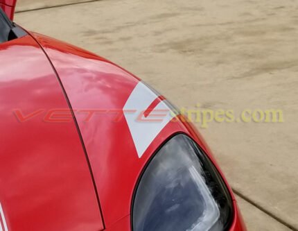 Red C6 Corvette convertible with metallic silver grand sport fender hash marks stripes