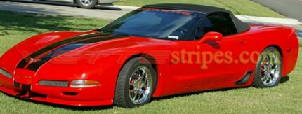 Torch red C5 convertible with full length dual racing stripe 4 in black and silver