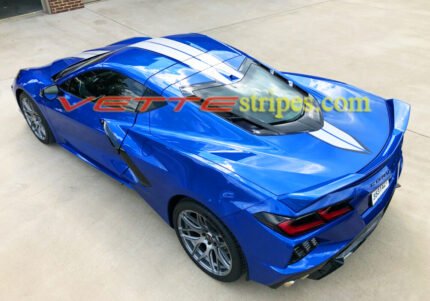 Elkhart lake C8 Corvette Stingray with 3M 1080 silver carbon flash C8R dual racing stripes