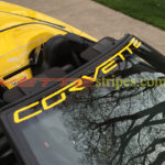 Velocity yellow C6 Corvette with velocity yellow Corvette windshield letters
