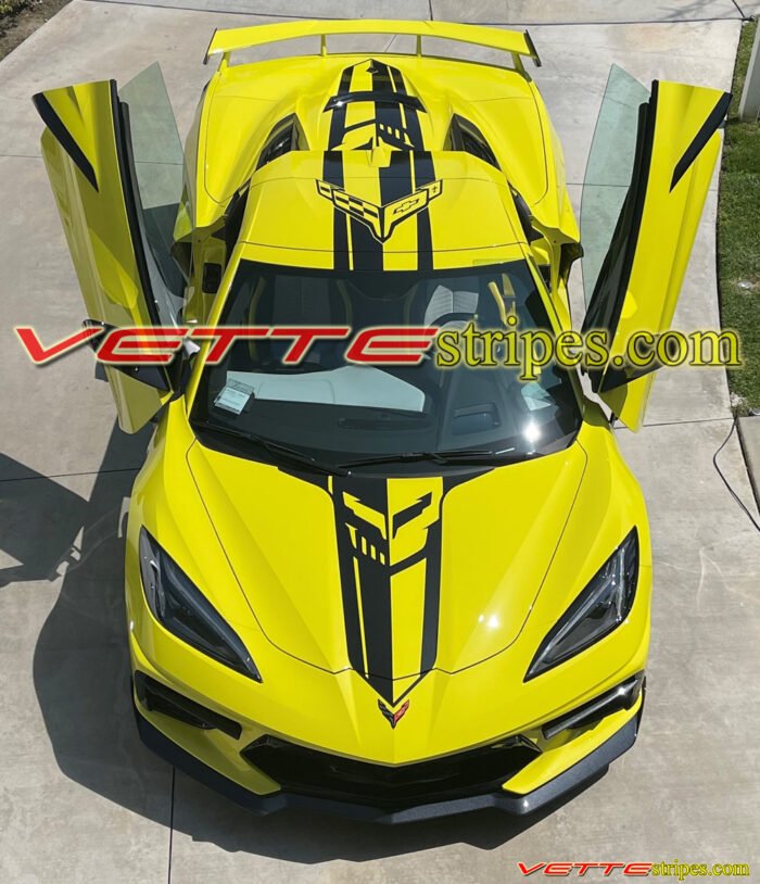 Acellerate Yellow C8 Corvette Stinger R jake stripes