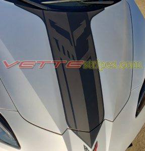 Blade silver C8 Corvette with Jake Hood Stripes 84290339 in satin black and matte black