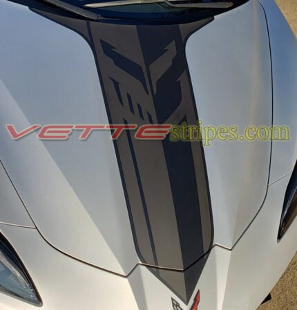 Blade silver C8 Corvette with Jake Hood Stripes 84290339 in satin black and matte black