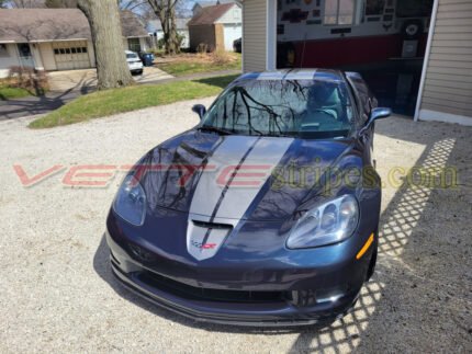 C6 Corvette Grand Sport with 3M 1080 Gloss metallic gunmetal COM CSR stripes