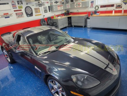 C6 Corvette Grand Sport with 3M 1080 Gloss metallic gunmetal COM CSR stripes