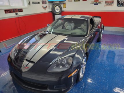 C6 Corvette Grand Sport with 3M 1080 Gloss metallic gunmetal COM CSR stripes