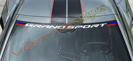 C8 Corvette Grand Sport windshield script with side stripes