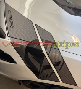 C8 Corvette Stingray OEM alike rear jake fender hash stripe with C8R script