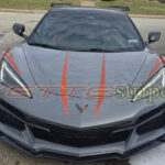 C8 Corvette Z06 sea wolf gray with red carbon fiber front fender hash marks