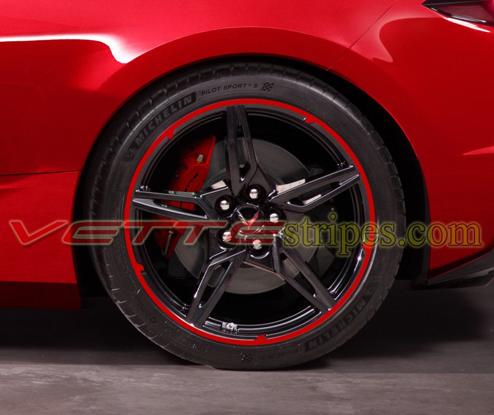 2020 - 2021 C8 Corvette open spoke wheel pinstripe with shark fins ...