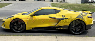 Competition Yellow C8 Corvette Eray with C8R side stripes in 3M 2080 HG gloss carbon flash (1)