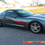 Cyber Gray C5 Corvette with carbon fiber and red side stripes