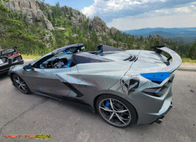 Hypergray C8 Corvette HTC with midnight silver and gloss carbon flash rear Stingray R stripes