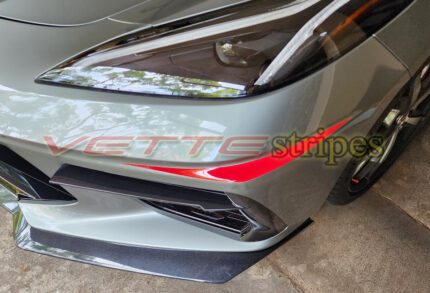 Hypersonic gray C8 Corvette Stingray with torch red fangs