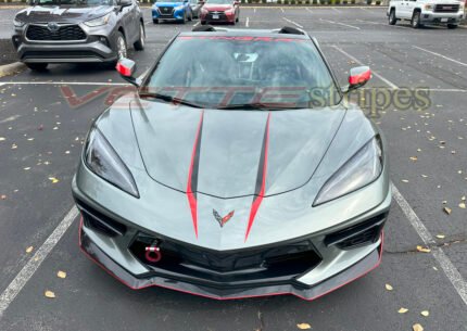 Hypersonic gray C8 Corvette with 3M 2080 gloss carbon flash and bright red brake caliper hood stinger spears