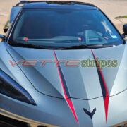 Hypersonic gray C8 Corvette with 3M 2080 gloss carbon flash and bright red brake caliper hood stinger spears