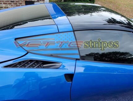 Laguna blue C7 Corvette with red US flag