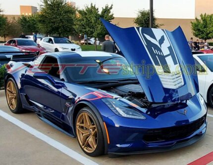 Laguna blue C7 grand sport with C7R2 jake center stripes in 3M 2080 gloss white