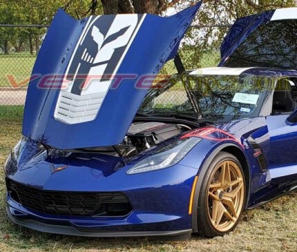 Laguna blue C7 grand sport with C7R2 jake center stripes in 3M 2080 gloss white