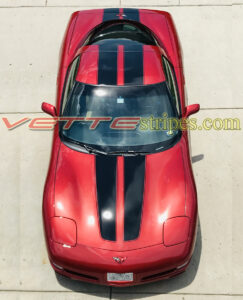 Magnetic red C5 Corvette with Gloss black CE2 racing stripes