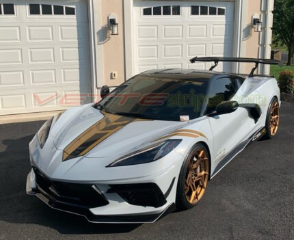 Matrix Gray C8 Corvette with 3M 2080 gloss carbon flash and gold stinger stripes