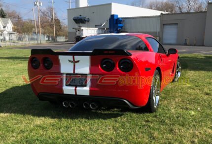 Red C6 Corvette coupe with full length dual racing 3