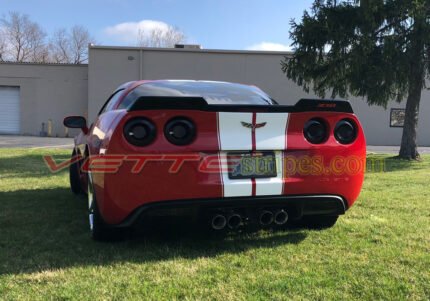 Red C6 Corvette coupe with full length dual racing 3