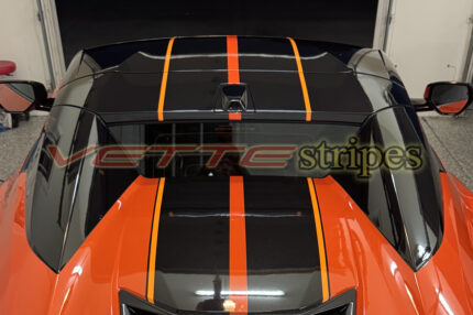 Sebring Orange C8 Corvette Eray HTC with 3M 2080 HG gloss carbon flash and Habanero full length dual racing stripes