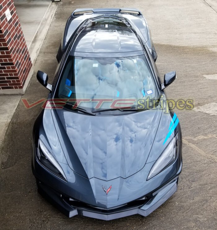 Shadow Gray C8 Corvette with Tension blue fender hash marks