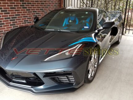 Shadow Gray C8 Corvette with Tension blue fender hash marks