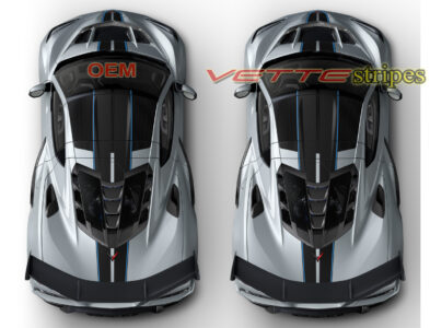 Silver C8 Corvette ZR1 wider full length dual racing stripes