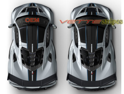 Silver C8 Corvette ZR1 wider full length dual racing stripes