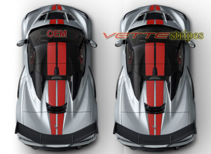 Silver C8 Corvette ZR1 wider full length dual racing stripes with pinstripes