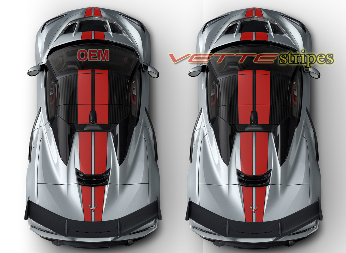 Silver C8 Corvette ZR1 wider full length dual racing stripes with pinstripes Silver C8 Corvette ZR1 wider full length dual racing stripes with pinstripes